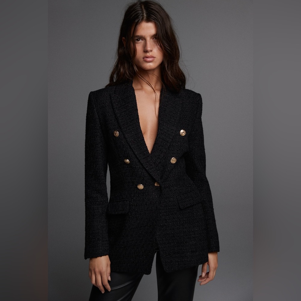 Zara Textured Weave Blazer